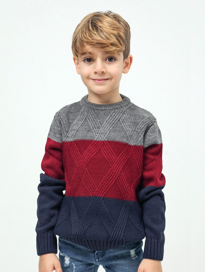 Pull colorblock rayé garçon